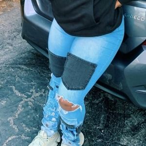 Custom made denim patch Jeans